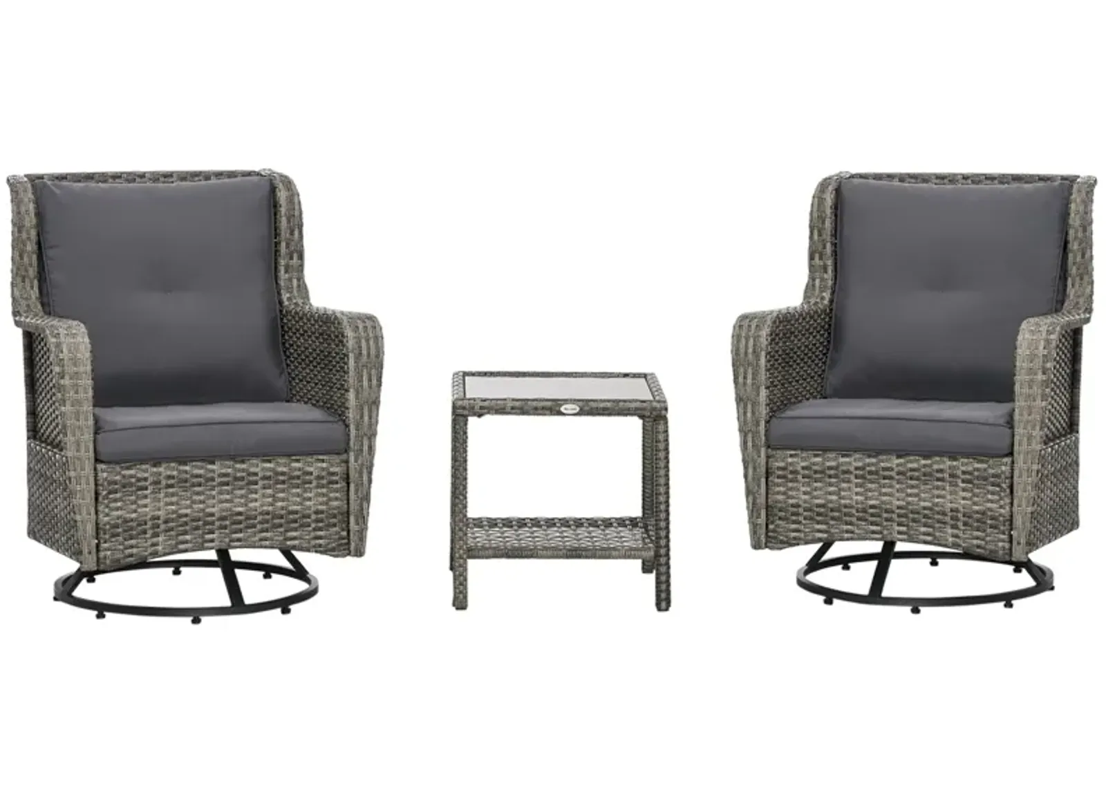 Gray Patio Set: 360° Rotating Rocking Bistro Seating