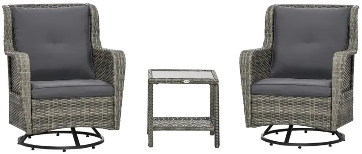 Gray Patio Set: 360° Rotating Rocking Bistro Seating