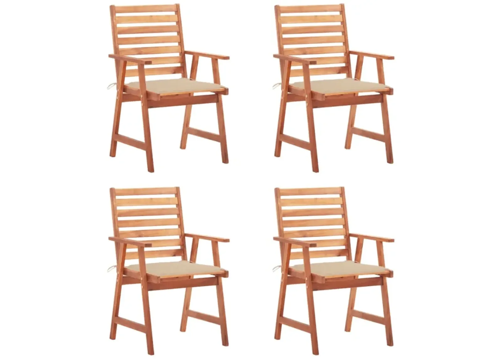 vidaXL Patio Dining Chairs 4 pcs with Cushions Solid Acacia Wood