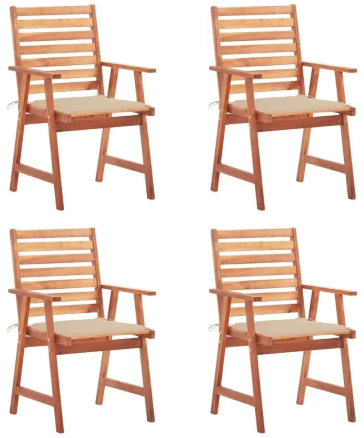 vidaXL Patio Dining Chairs 4 pcs with Cushions Solid Acacia Wood