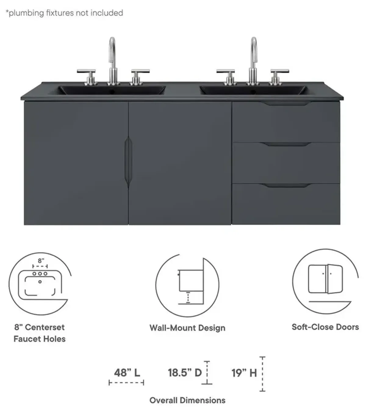 Modway Vitality 48 Double Sink Bathroom Vanity