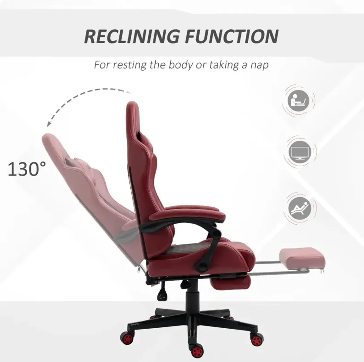 Red Gaming Throne: Reclining Chair with Lumbar Support and PU Leather