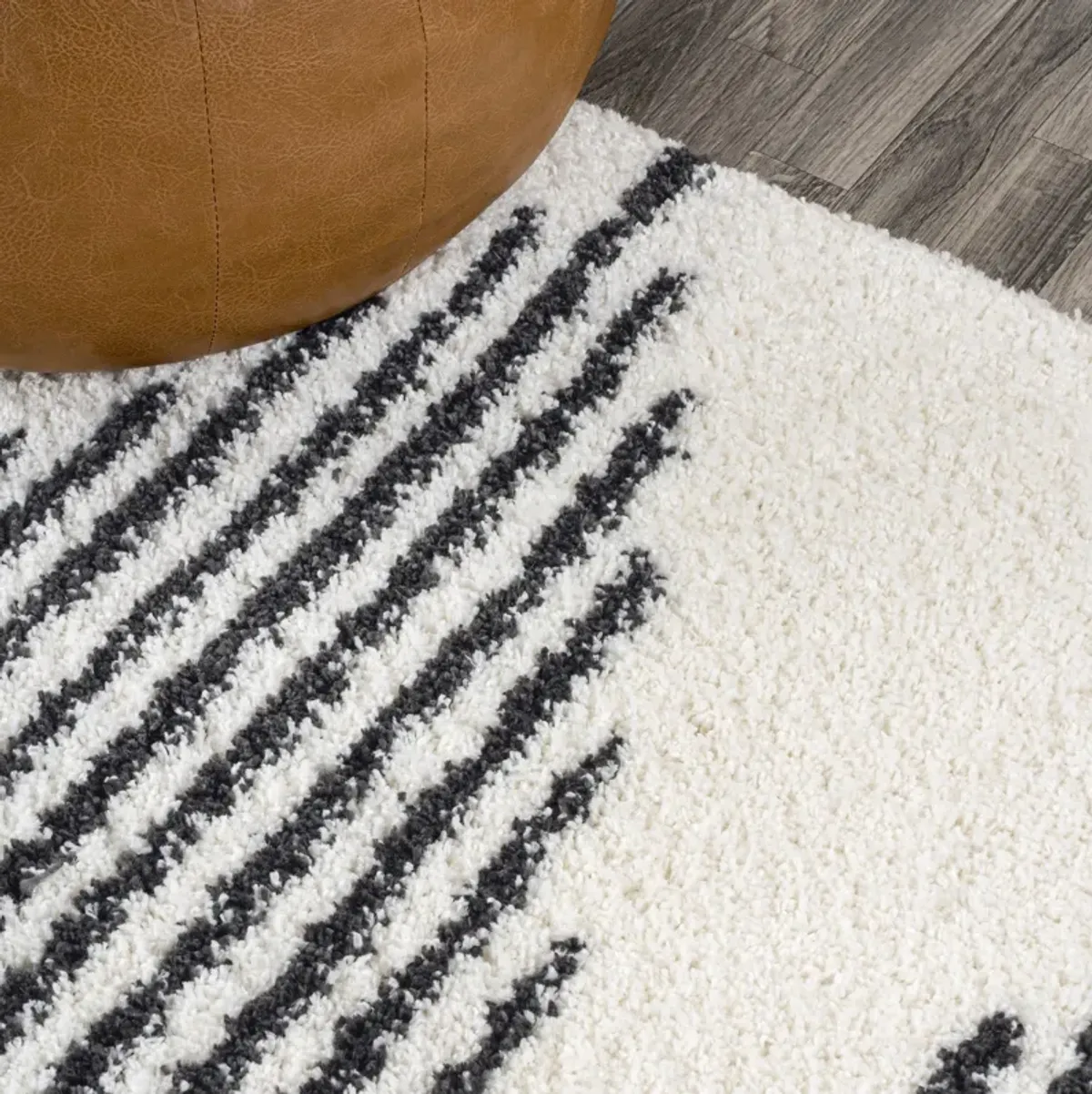 Elm Diamond Stripe Geometric Shag Area Rug