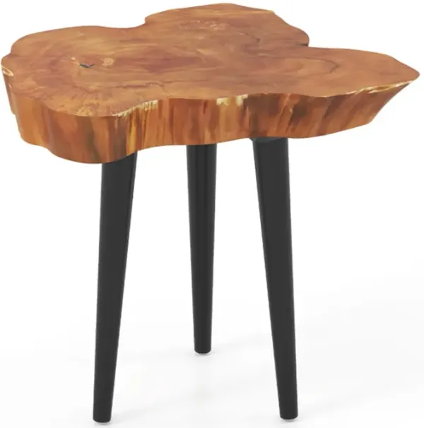 Irregular Solid Teak Wood End Table for Living Room or Bedroom