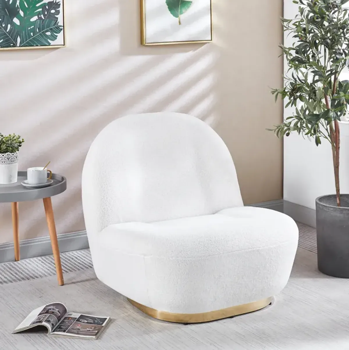 Modern Velvet Swivel Accent Chair, Swivel Barrel Chair With Finish Stainless Steel Base