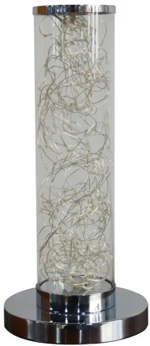 Hivvago 13" Silver Metal Column LED Rope Table Lamp With Clear