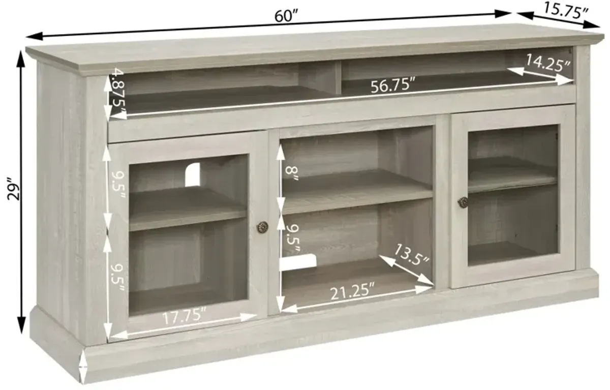 Modern 65" TV Media Stand, Stone Gray, 60"x15.75"x29"