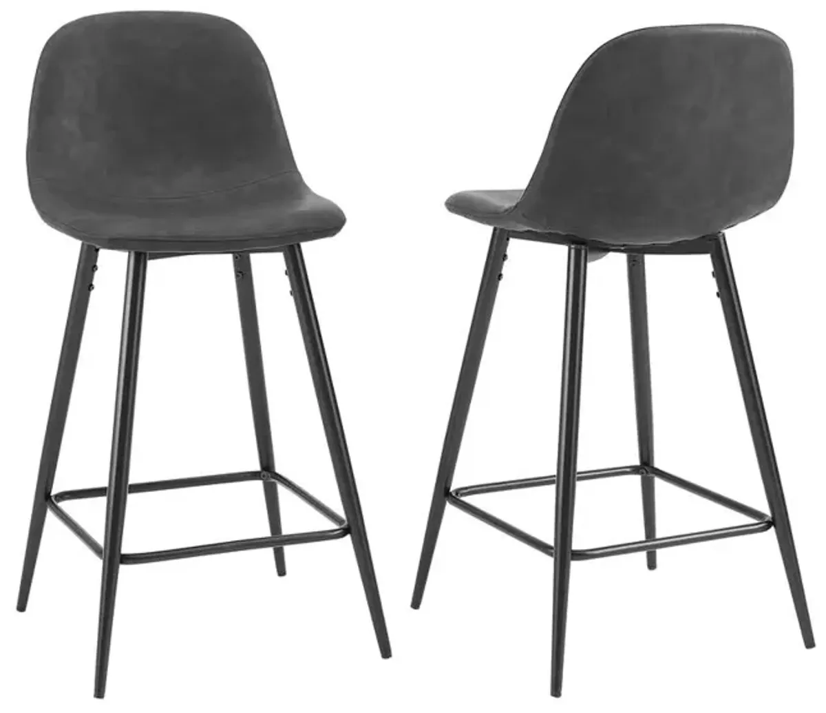 Weston 2Pc Counter Stool Set Distressed Black/Matte Black - 2 Stools