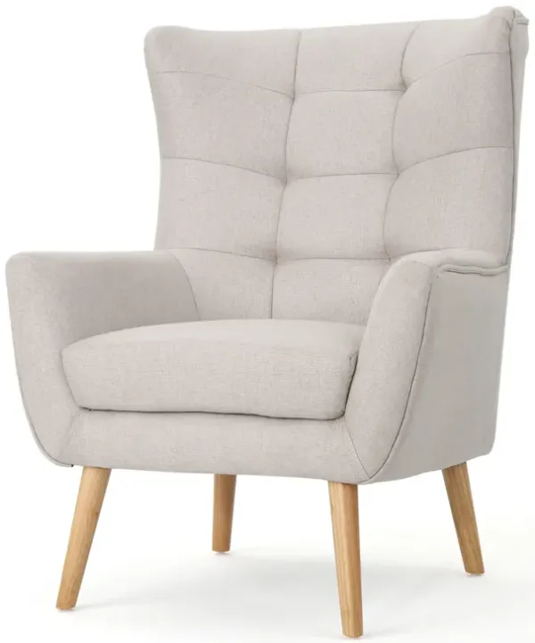 Ranie Accent Club Chair, Rubberwood Legs Wheat Button Tufted Polyester