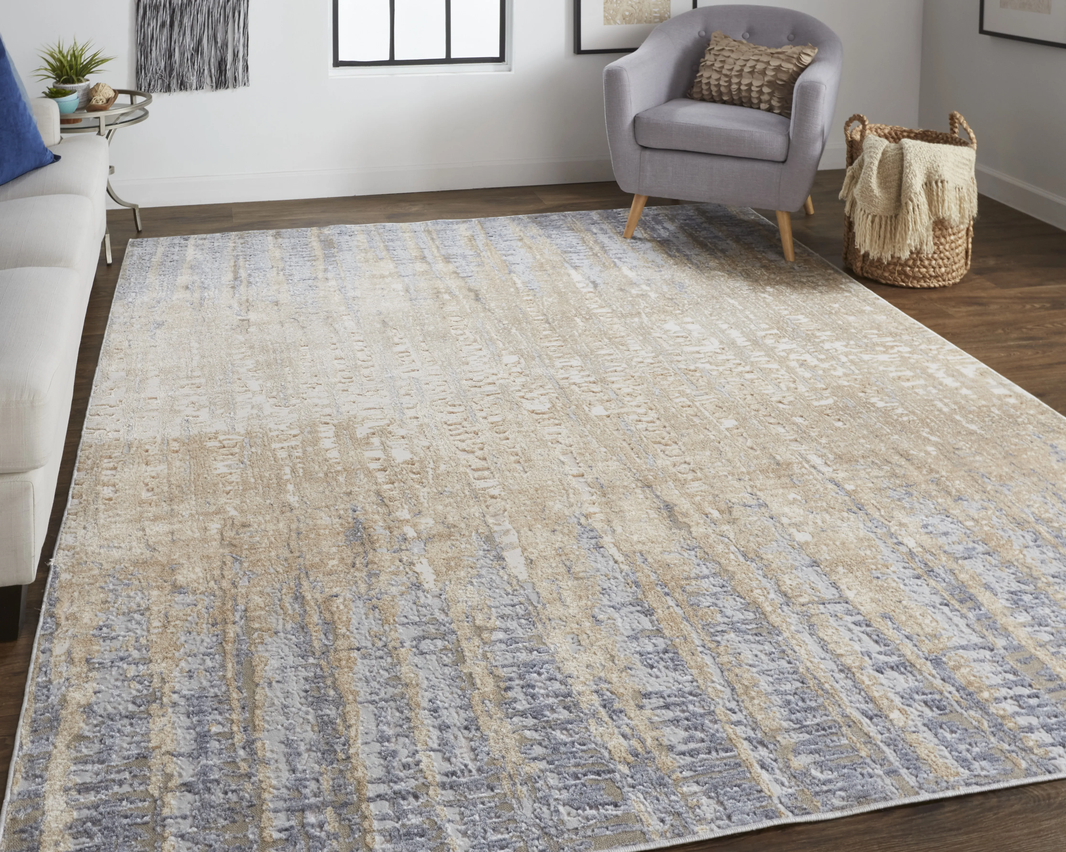 Laina 39G9F Tan/Brown/Blue 3' x 8' Rug