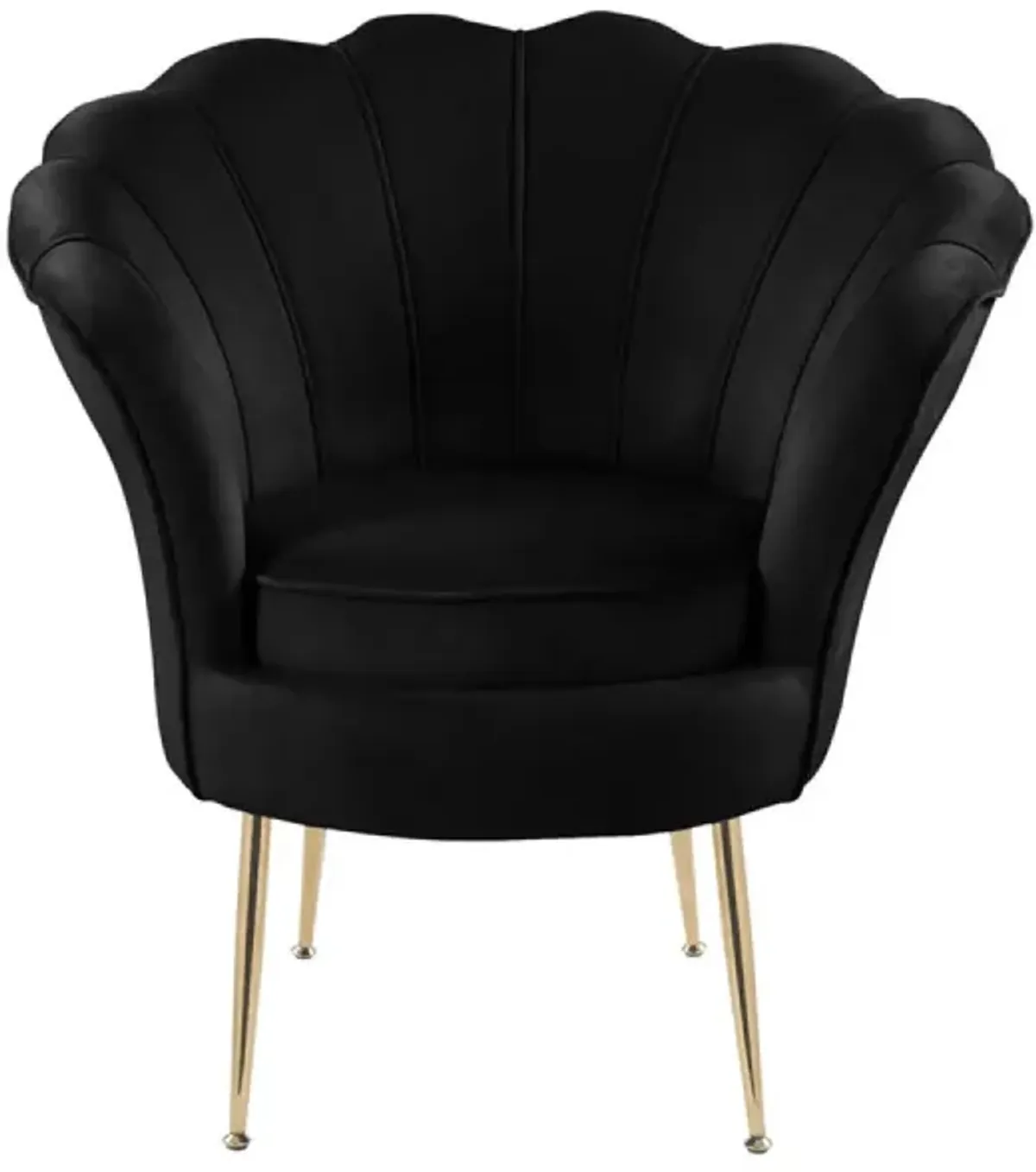 Angelina Velvet Scalloped Back Barrel Accent Chair With Metal Legs