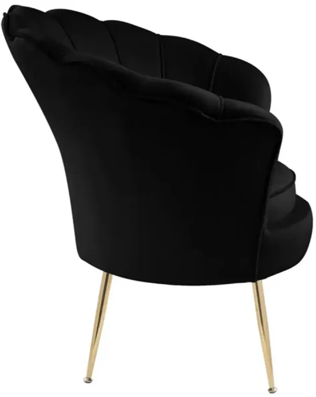 Angelina Velvet Scalloped Back Barrel Accent Chair With Metal Legs