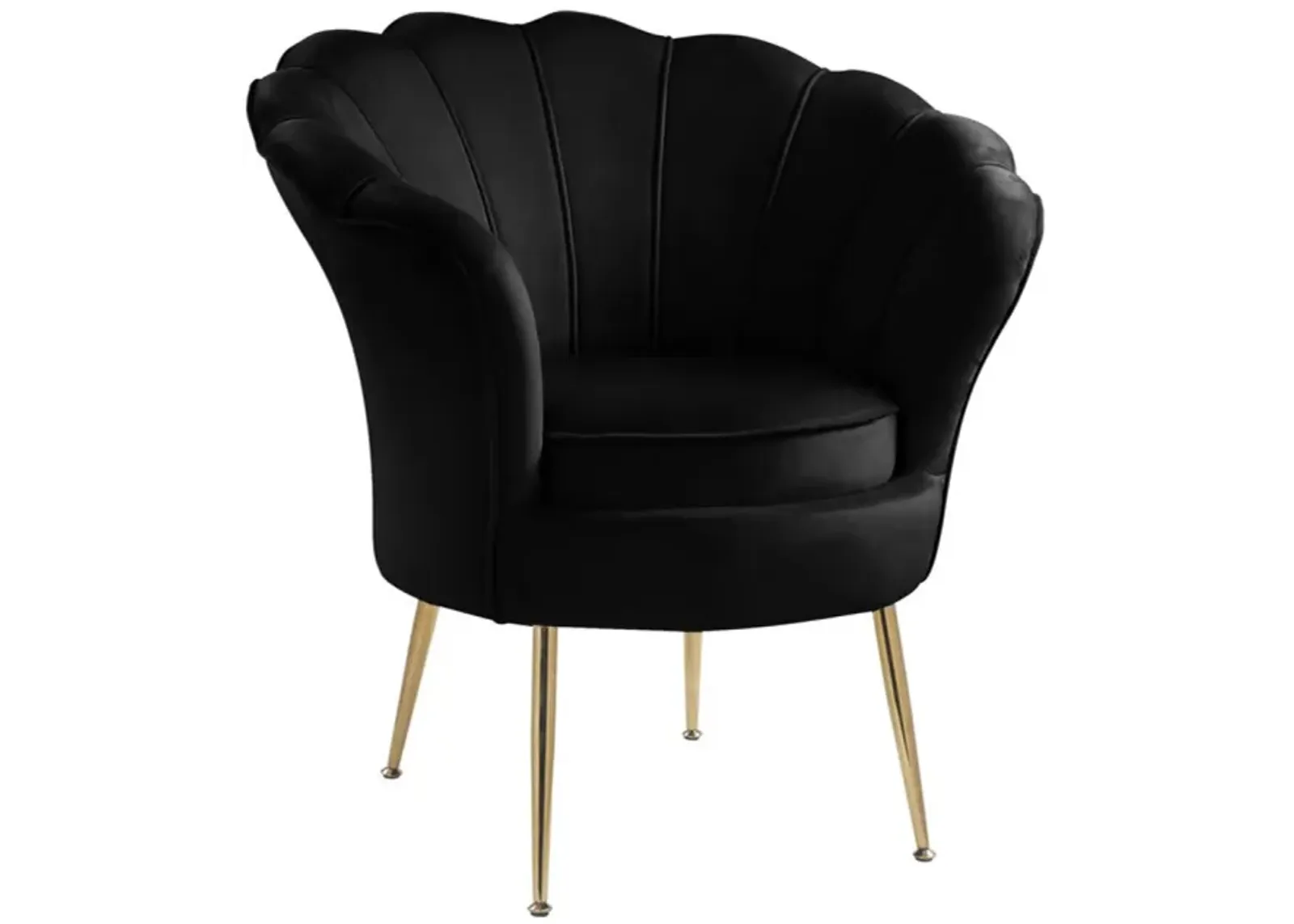 Angelina Velvet Scalloped Back Barrel Accent Chair With Metal Legs