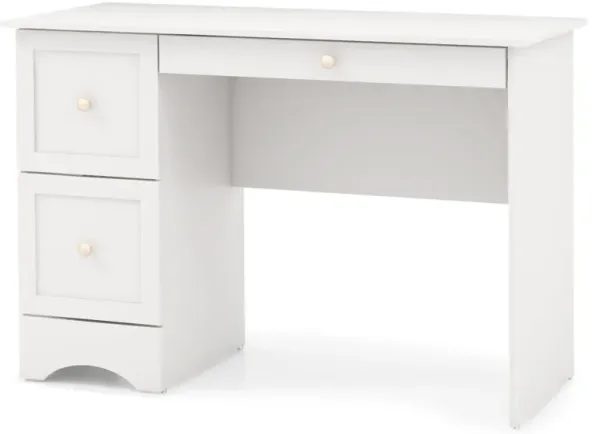 Wooden Computer Desk Workstation with 3 Drawers for Home and Office-White