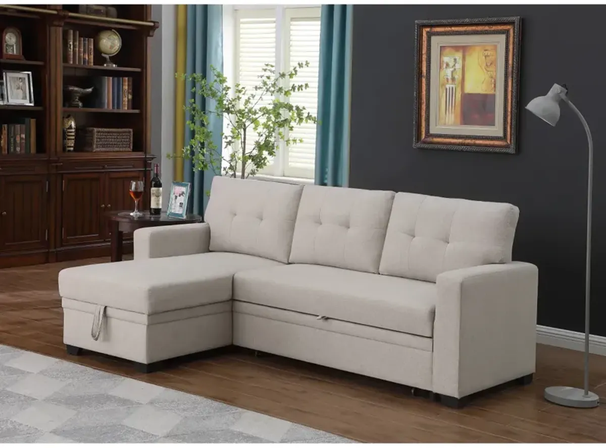 Upholstered Pull Out Sectional Sofa With Chaise