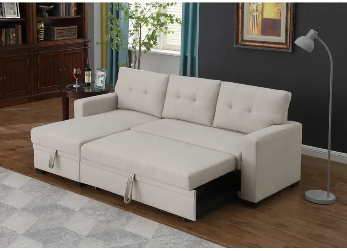 Upholstered Pull Out Sectional Sofa With Chaise