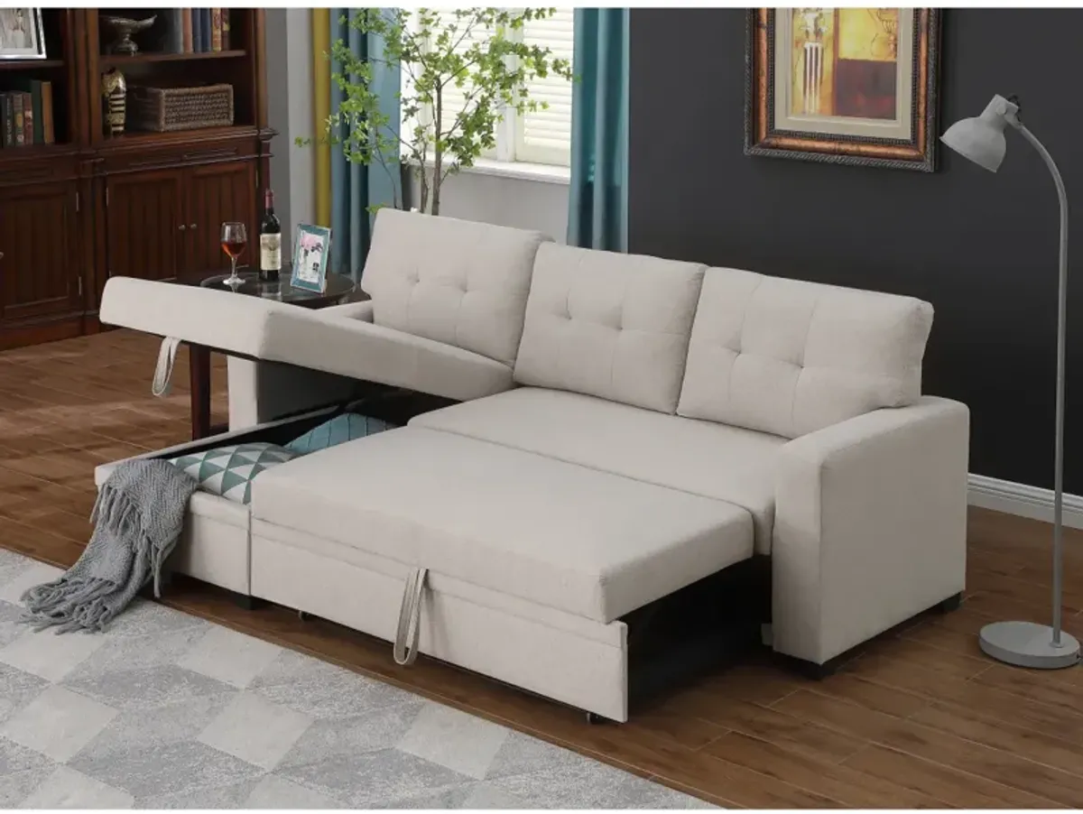 Upholstered Pull Out Sectional Sofa With Chaise