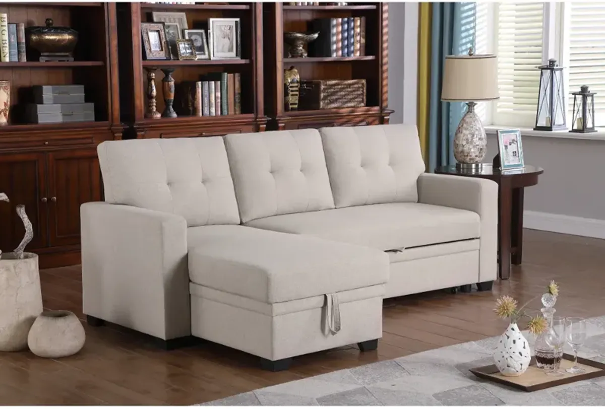 Upholstered Pull Out Sectional Sofa With Chaise