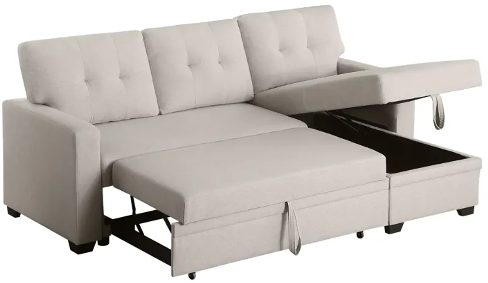 Upholstered Pull Out Sectional Sofa With Chaise