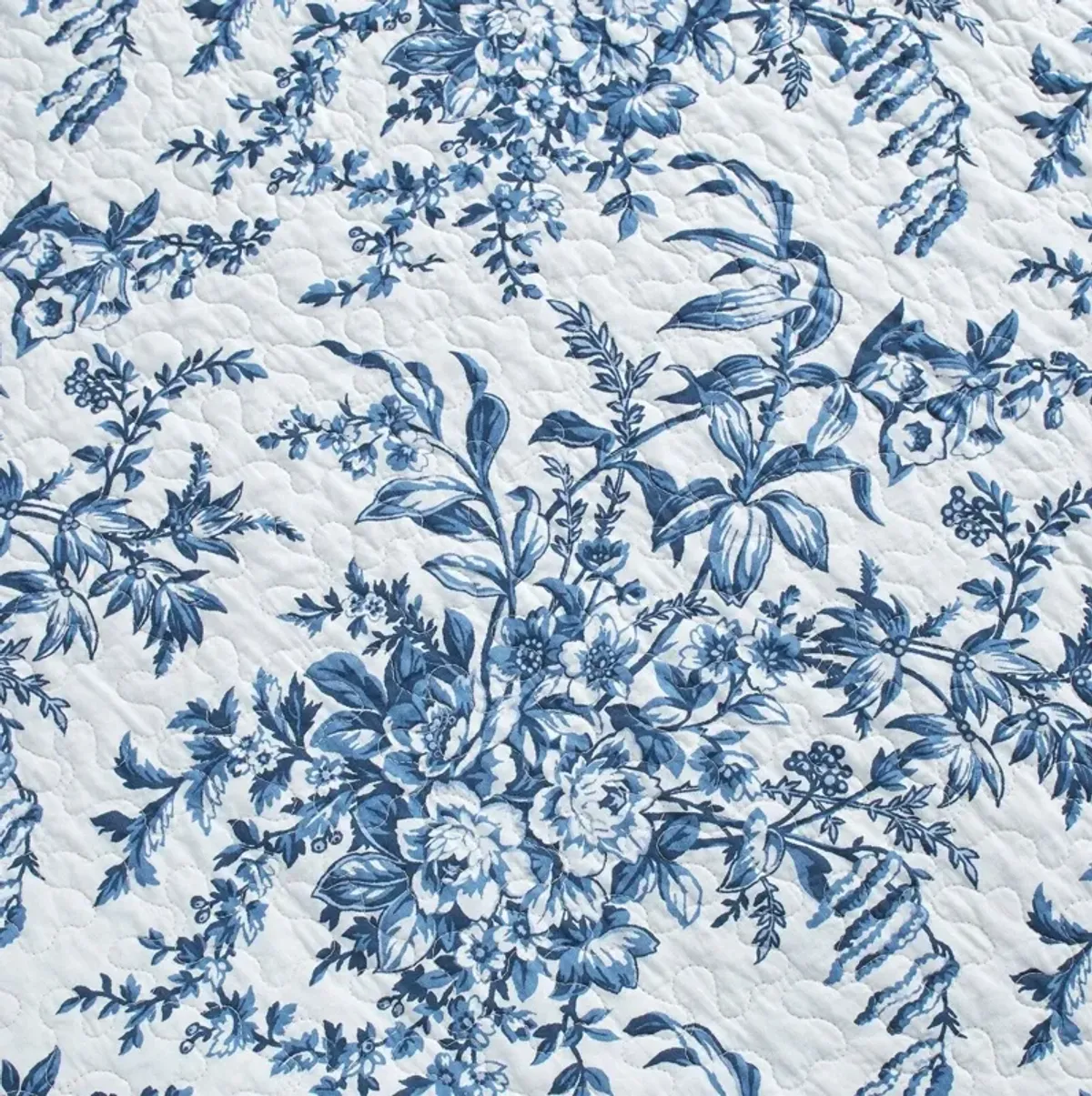 QuikFurn King size 3 Piece Bed-in-a-Bag Reversible Blue White Floral Cotton Quilt Set