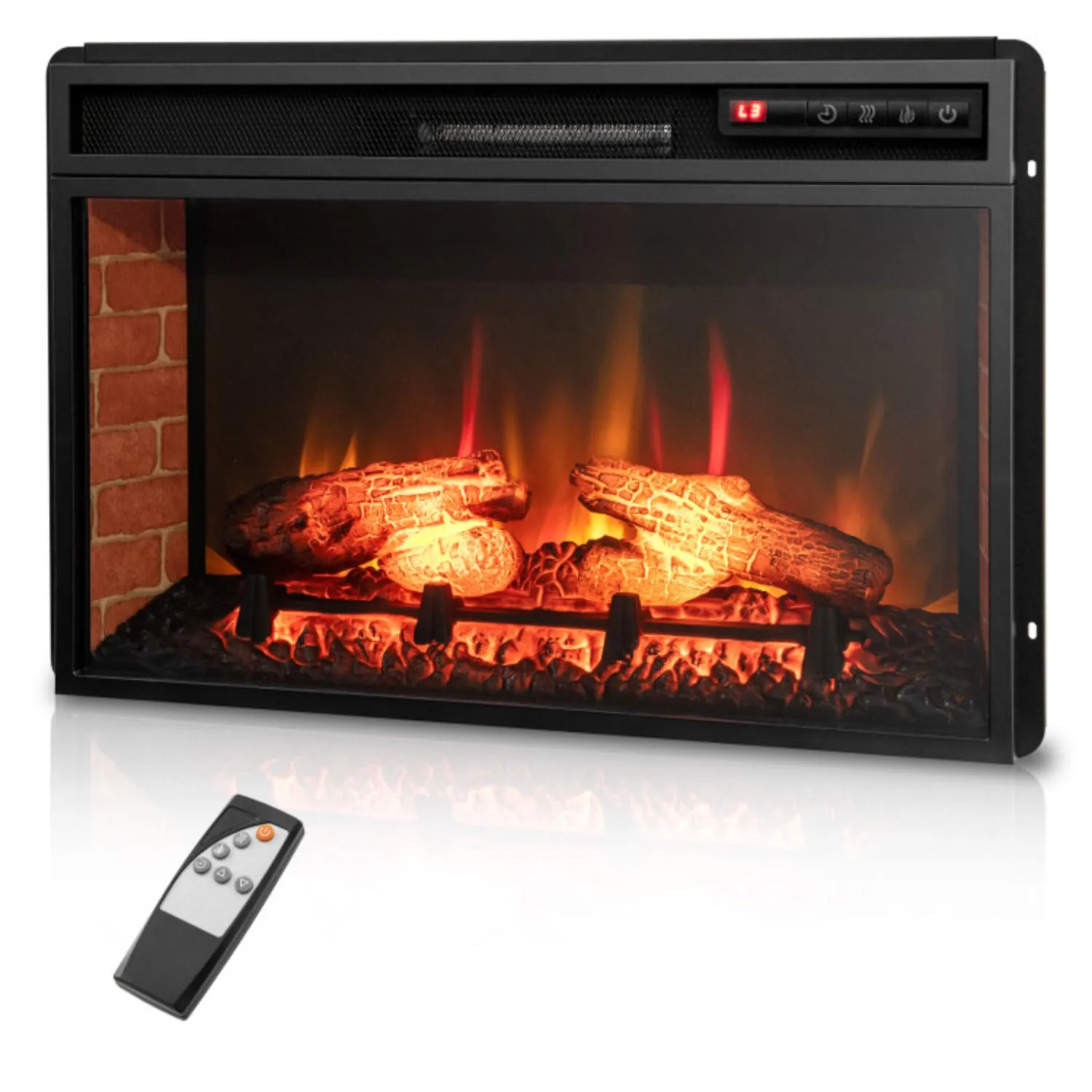 Hivvago 26 Inch Infrared Electric Fireplace Insert with Remote Control-Black