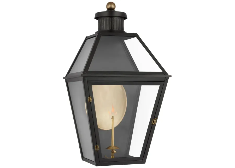 Stratford Large 3/4 Gas Wall Lantern in Matte Black with Clear Glass