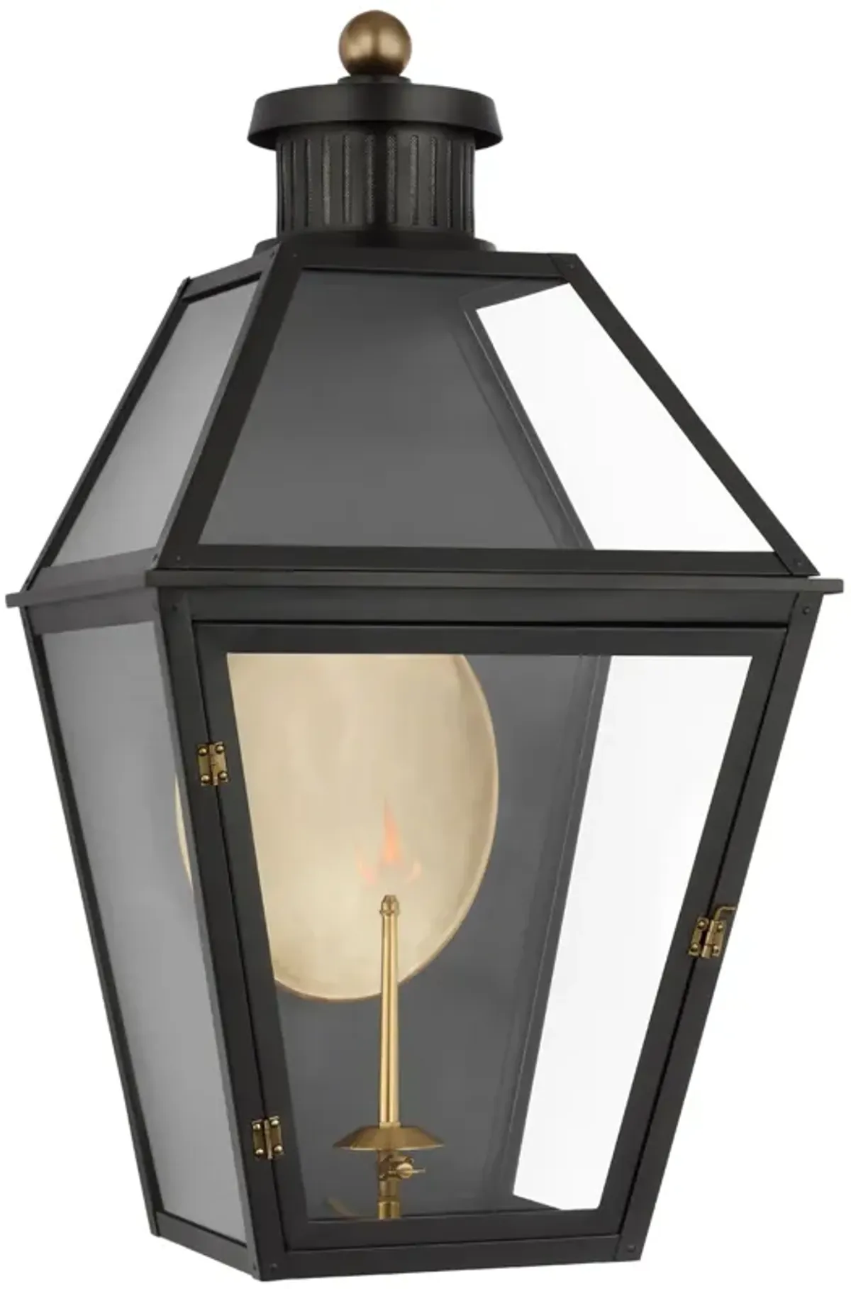 Stratford Large 3/4 Gas Wall Lantern in Matte Black with Clear Glass