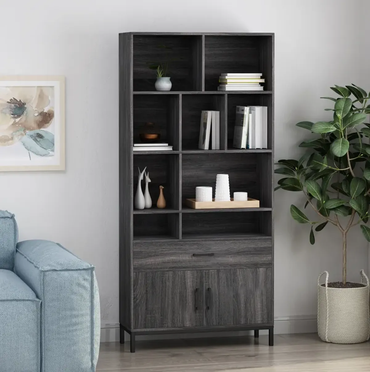 Merax Modern Cube Unit Bookcase with Cabinets