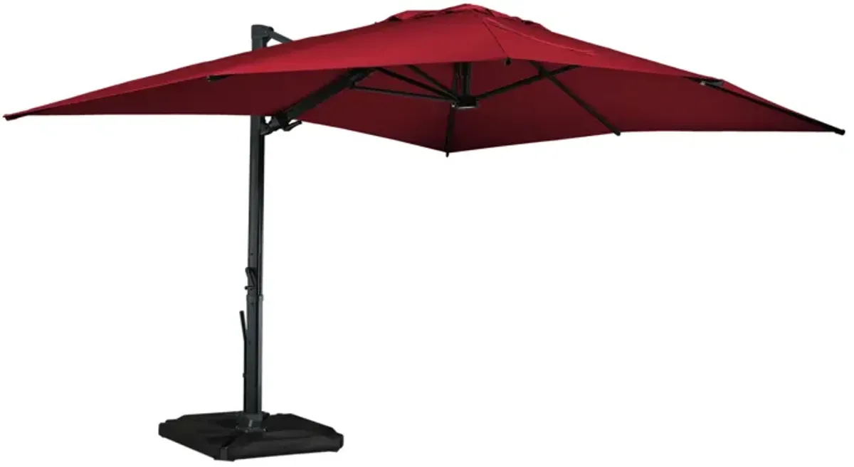 MONDAWE 13ft Square Solar LED Offset Cantilever Patio Umbrella for Outdoor Shade