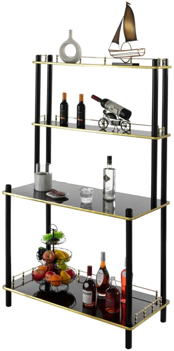 Classy and Elegant 4 Tiered Multifunctional Wooden Open Bar Shelves, Modern Console Table, Coffee Bar Accessories, Coffee Bar Cabinet, Tea Bar and Wine Bar Table, White