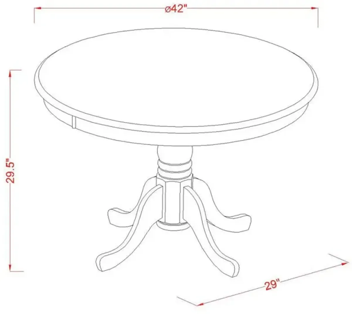 HBT-MAH-TP East West Furniture Gorgeous Dinette Table with Mahogany Color Table Top Surface and Asian Wood Dining Table Pedestal Legs - Mahogany Finish