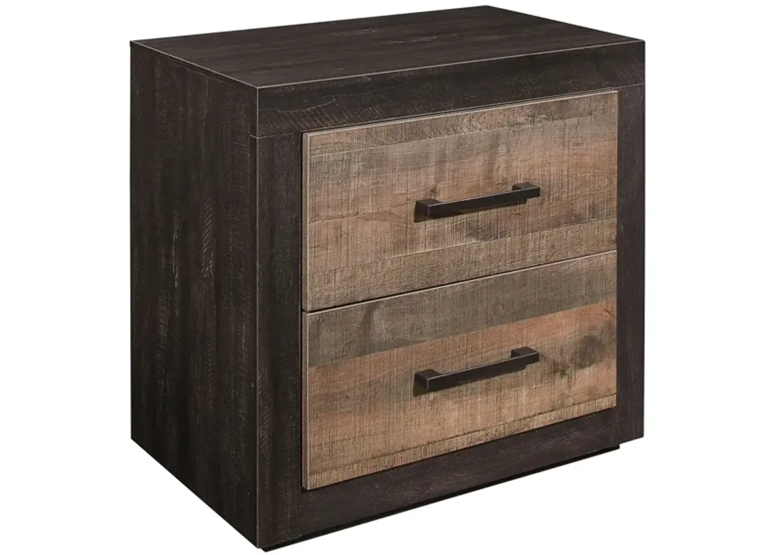 Contemporary Style Bedroom Nightstand Natural Wood Grain Look Two Tone Finish Bedside Table MDF Veneer