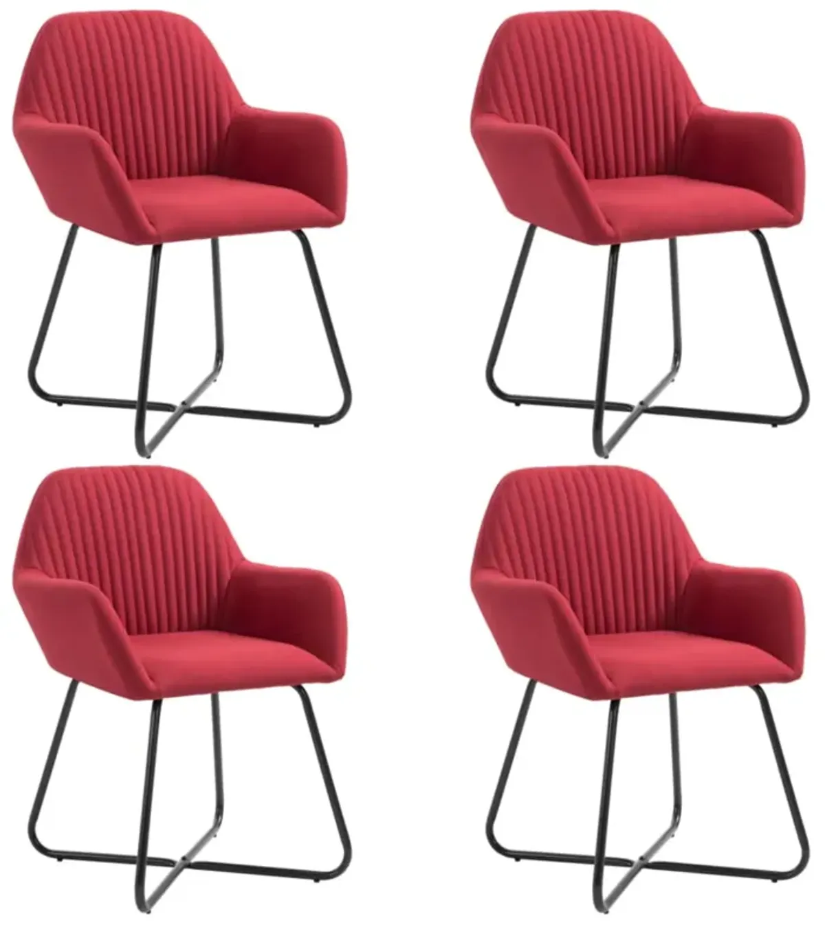 vidaXL Dining Chairs 4 pcs Wine Red Fabric