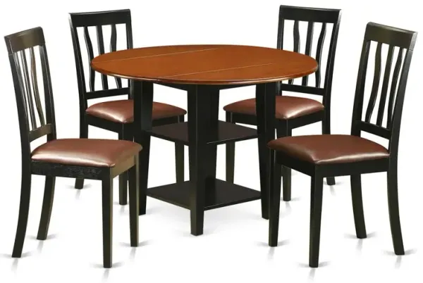 East West Furniture Dining Room Set Black & Cherry