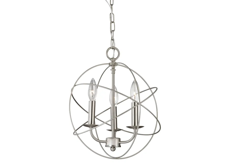 Williamsport 13'' Wide 3-Light Nickel Chandelier