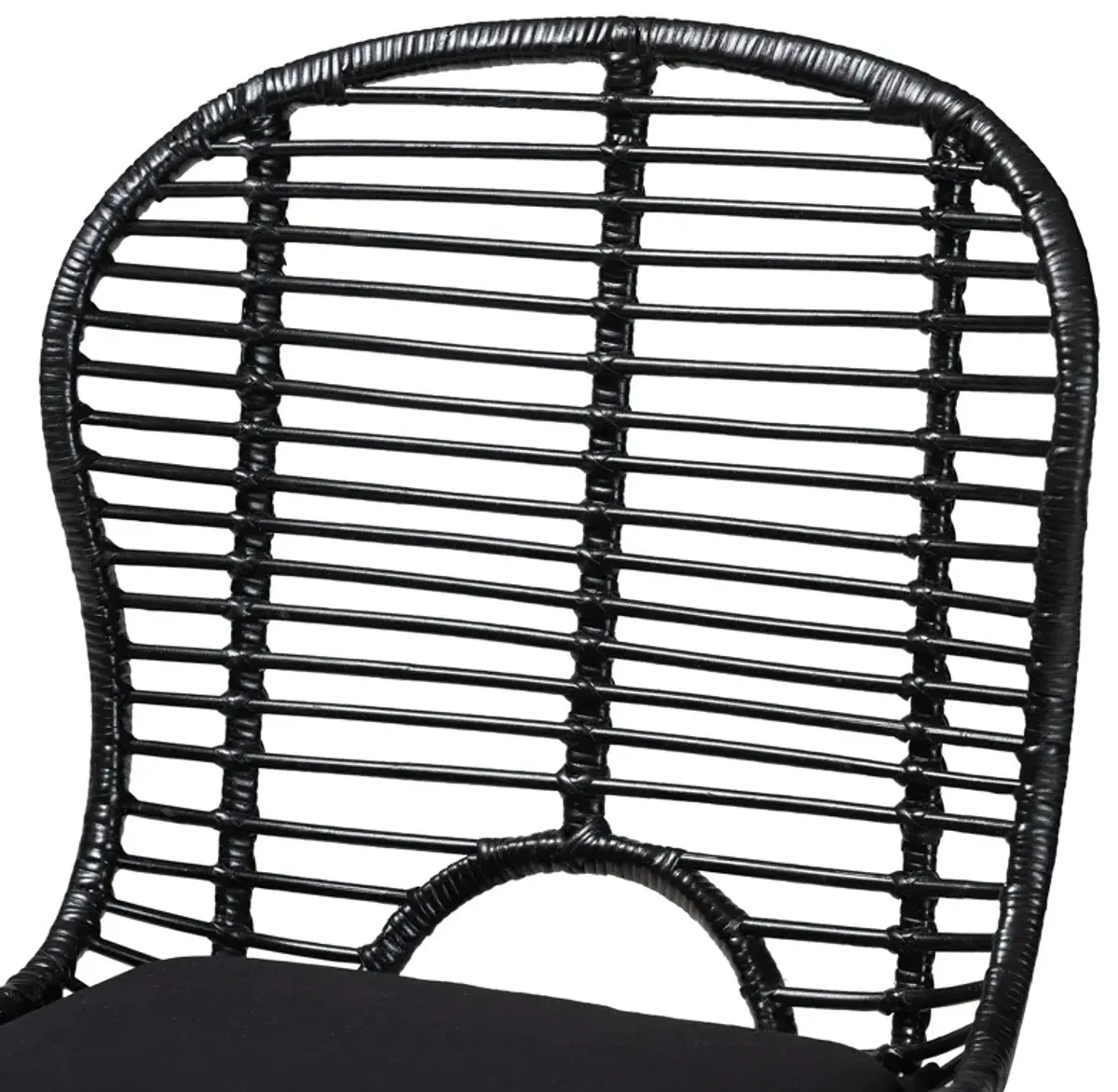 Bali & Pari Brenna Modern Bohemian Black Finished Rattan and Metal 2-Piece Dining Chair Set