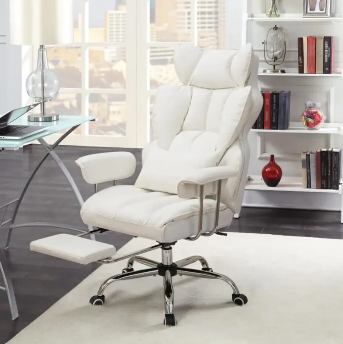 Hivvago Big and Tall Executive Office Desk Chair with Footrest