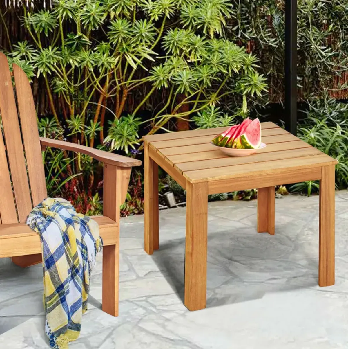 Wooden Square Patio Coffee Bistro Table