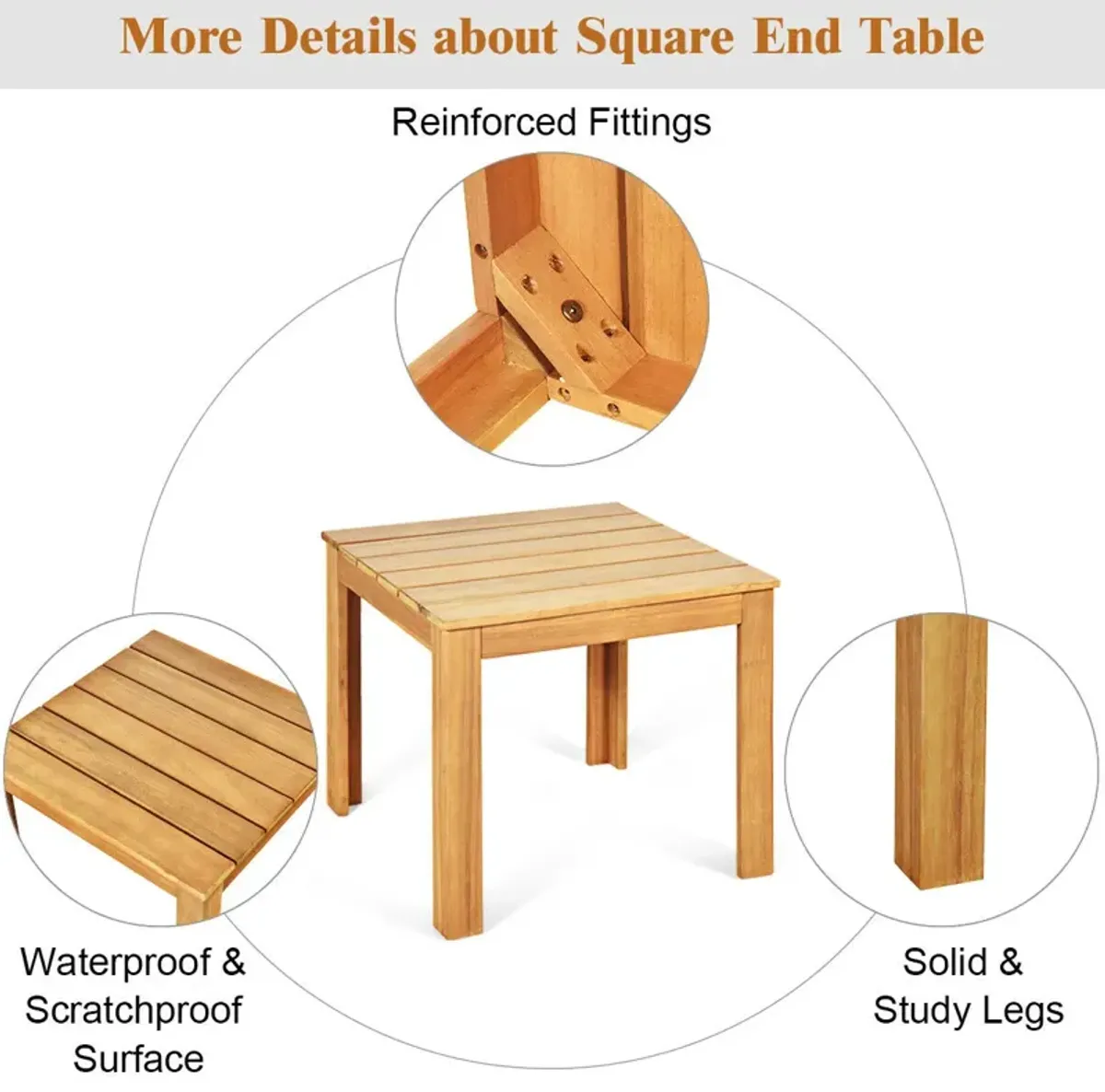 Wooden Square Patio Coffee Bistro Table