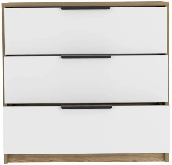 DEPOT E-SHOP Egeo 3 Drawers Dresser, Superior Top, White