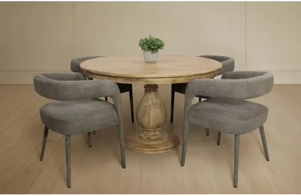 Jenna 48 Dining Table with 2 Sets of Galway Chairs in Dark Gray Linen Fabric
