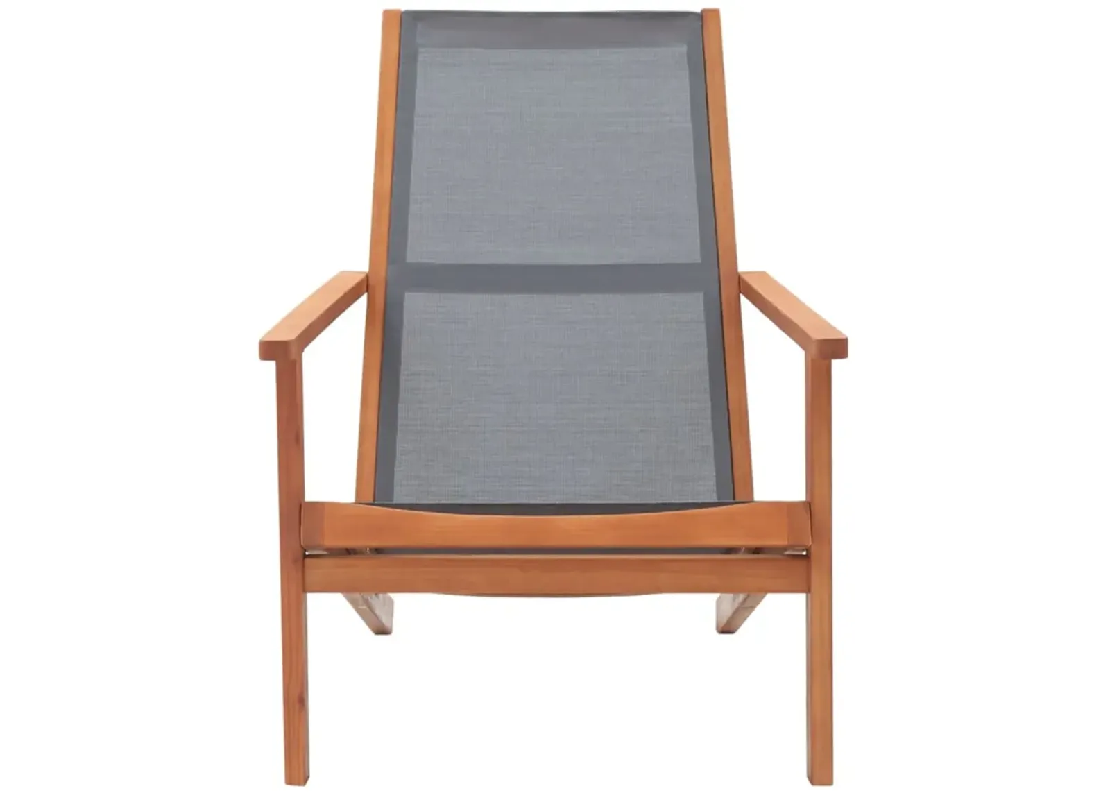 vidaXL Patio Lounge Chair - Solid Eucalyptus Wood and Textilene, Gray Color, Weather-Resistant, Suitable for Outdoor Use