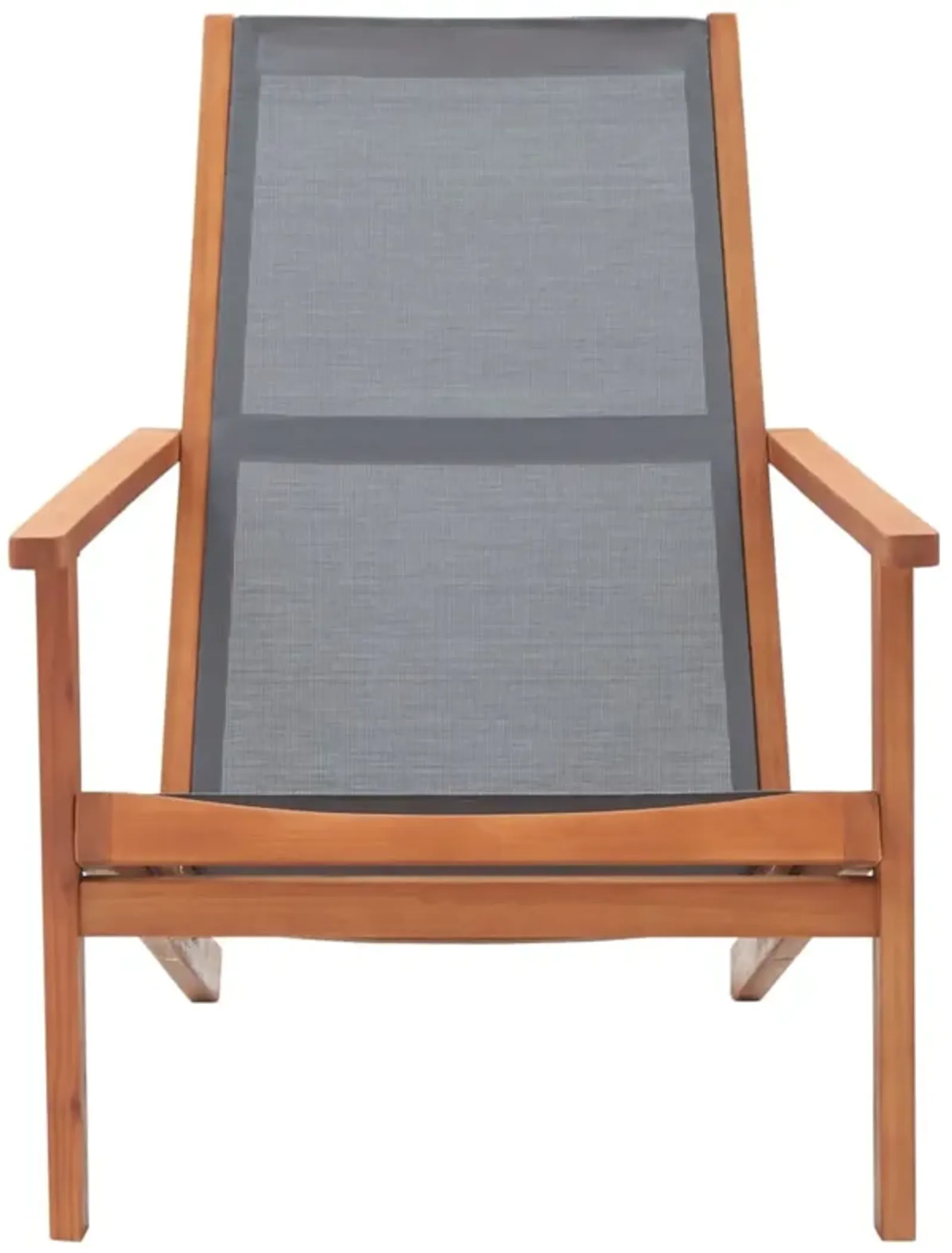 vidaXL Patio Lounge Chair - Solid Eucalyptus Wood and Textilene, Gray Color, Weather-Resistant, Suitable for Outdoor Use