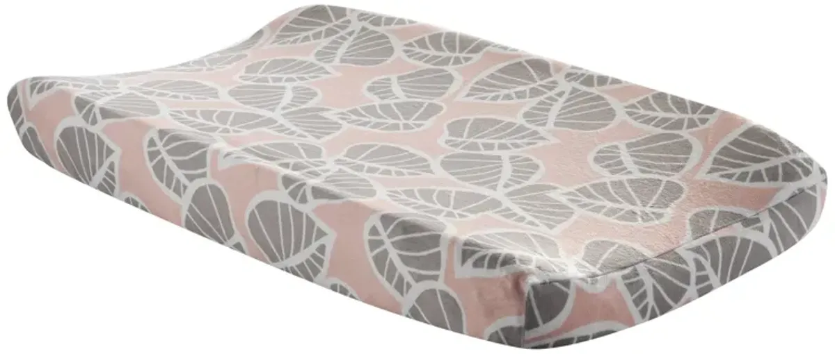 Lambs & Ivy Calypso Pink/Taupe Leaf Print Baby Changing Pad Cover