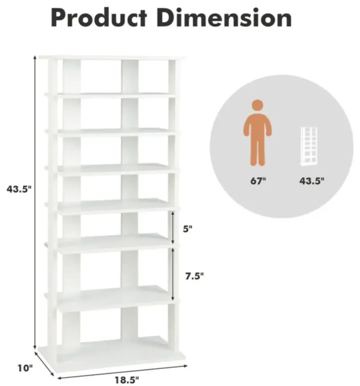 Hivvago Patented 7 Tiers Vertical Shoe Rack for Front Door