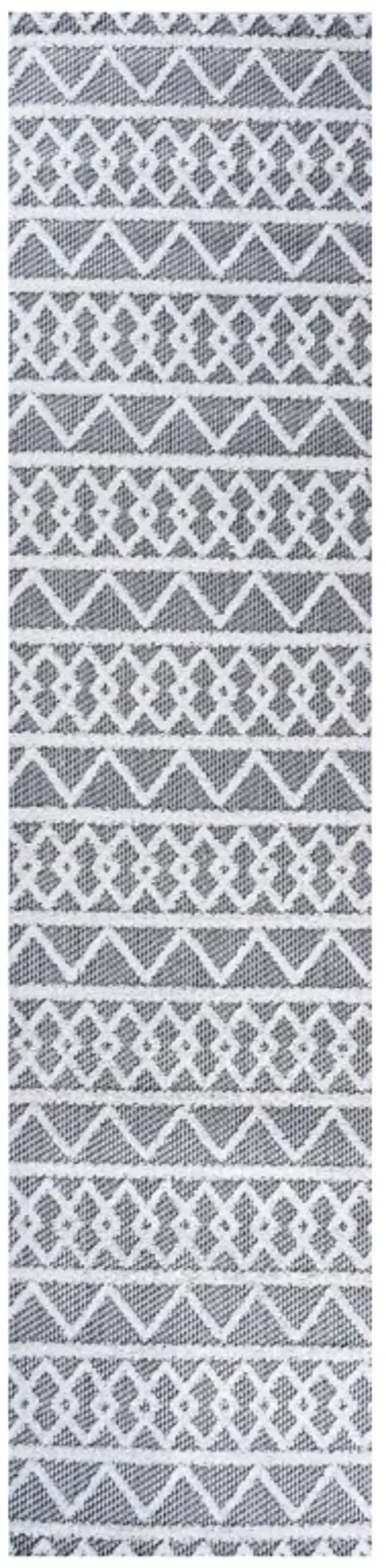 Aylan High-Low Pile Knotted Trellis Geometric Indoor/Outdoor Area Rug