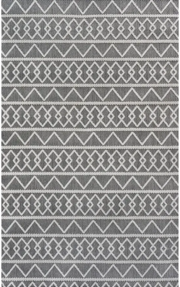 Aylan High-Low Pile Knotted Trellis Geometric Indoor/Outdoor Area Rug