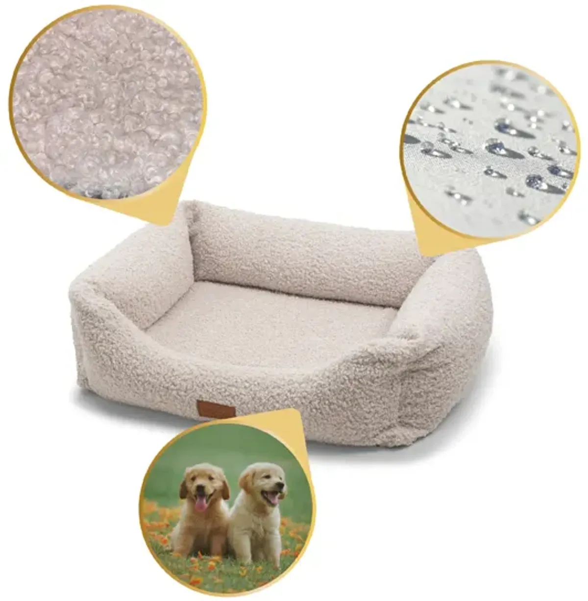 Milo Dog Ergonomic Sofa - Medium, Beige Luxurious Removable Fabric