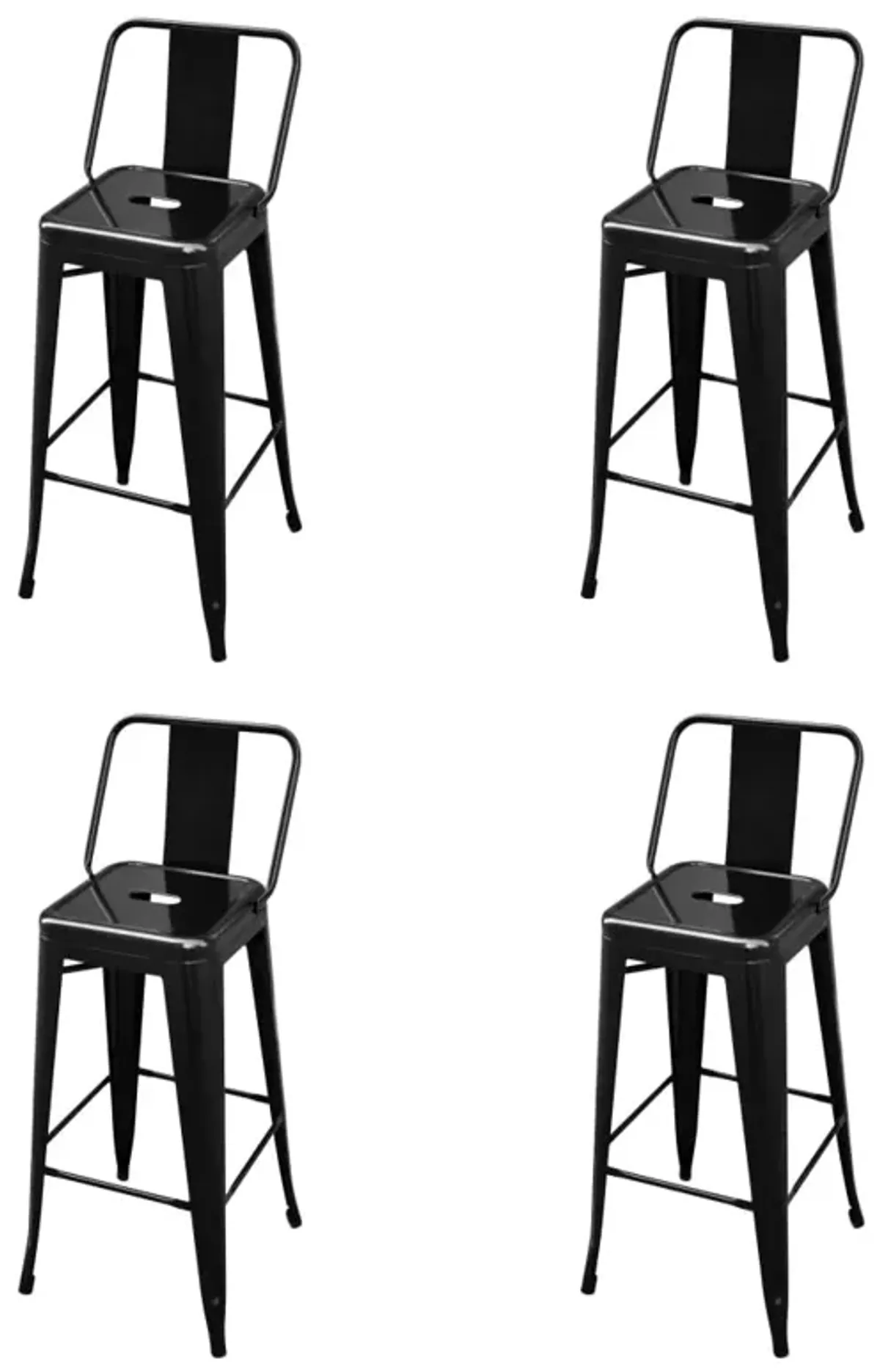 vidaXL Bar Stools 4 pcs Black Steel