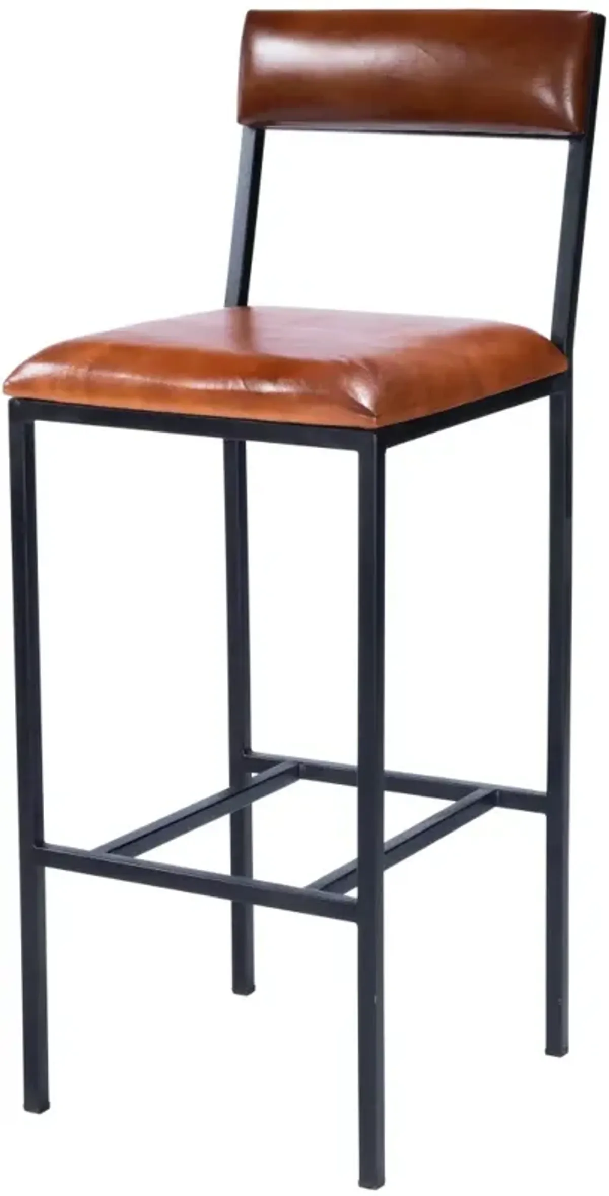 Classic Leather And Metal Bar Stool
